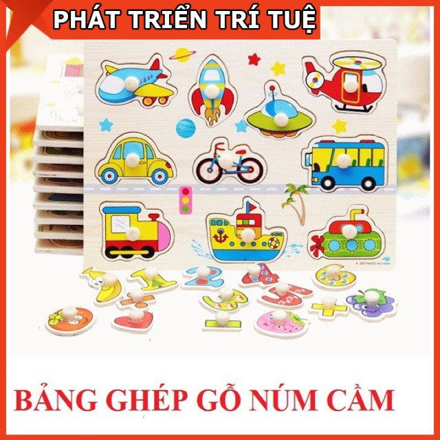 Đồ chơi thông minh lắp ráp núm gỗ nhiều chủ đề cho bé yêu