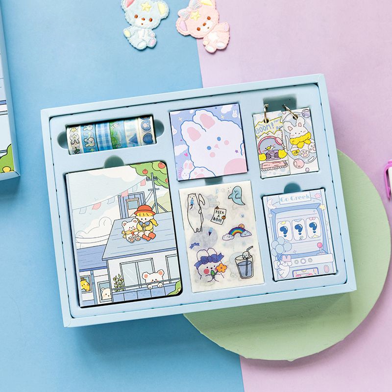 Set Quà Tặng Lưu Niệm Sổ Tay Washitape Note Sticker Hình Dễ Thương Tiện Lợi CUTE