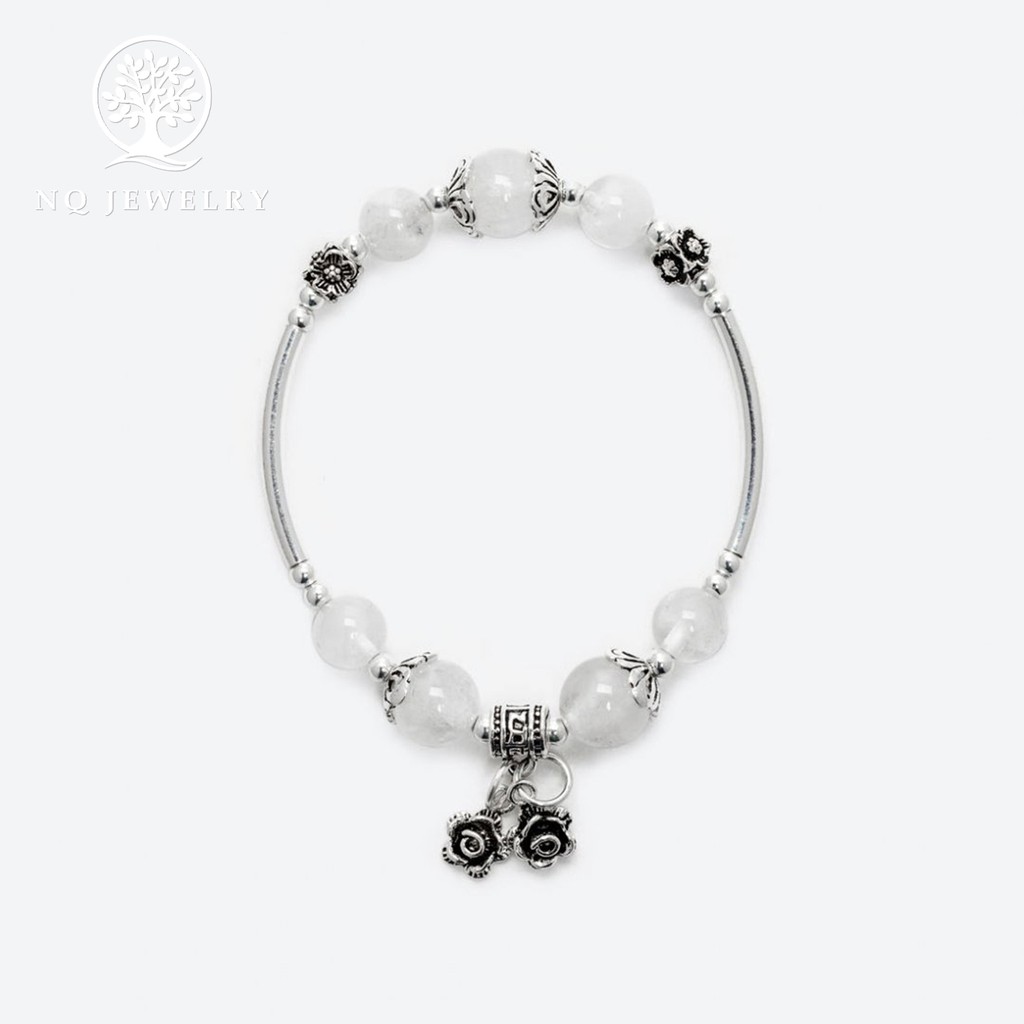 Vòng tay phối charm hoa bạc treo - NQ Jewelry