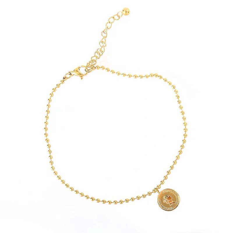 Lắc Chân/Vòng Tay/Lắc Chân Bằng Thép Titan Mạ Vàng Hồng 18K Phong Cách Retro Nhật Bản Không Phai Không Dị Ứng Làm Quà Tặng Cho Nữ