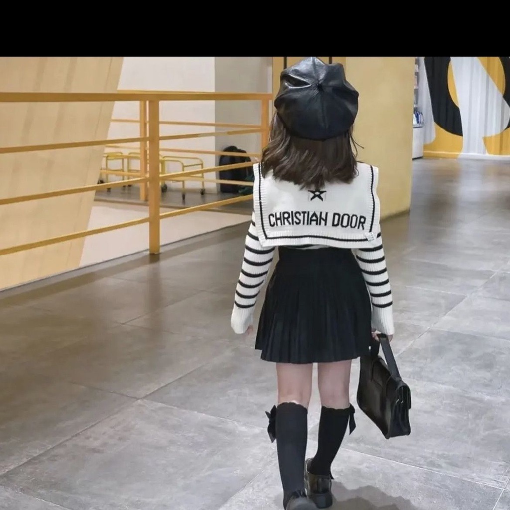 Áo Khoác Sweater Dệt Kim Kẻ Sọc Thời Trang Mùa Thu 2022 Mới Cho Bé Gái