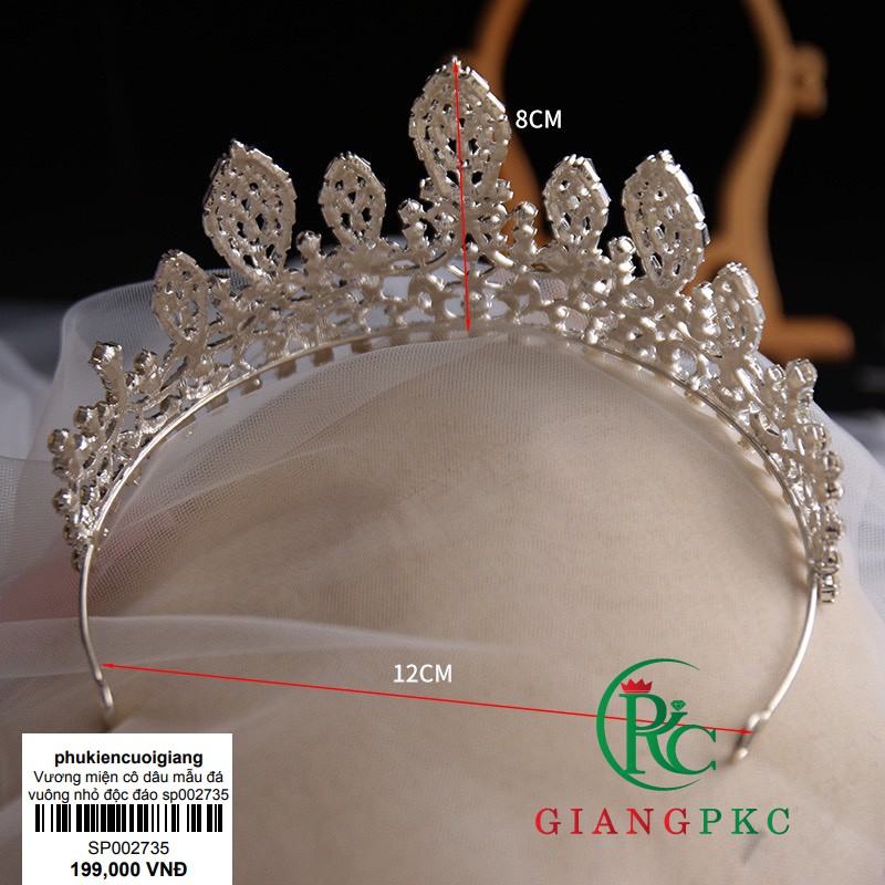 Vương miện cô dâu mẫu đá vuông nhỏ độc đáo giangpkc sp002735
