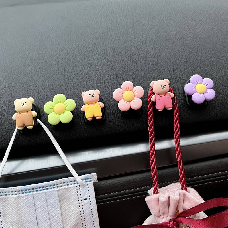 Car Hook Front Row Female Cute Co-Pilot Small Flower Multi-Function Invisible Paste Car Interior Small Car Hook car accessories uvvG