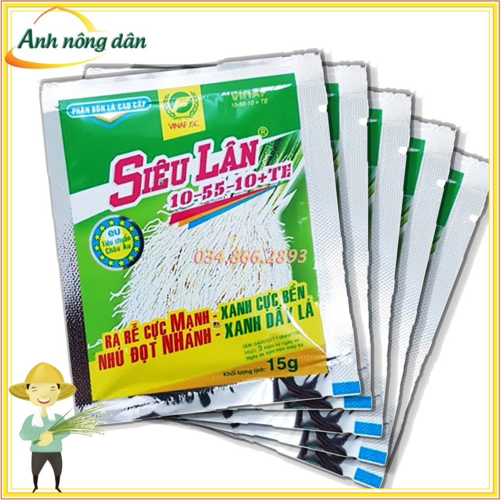 Bộ 5 gói Phân bón Siêu lân xanh kích thích đỉnh sinh trưởng - tăng ra rễ, phân hóa hoa, nhanh đậu quả