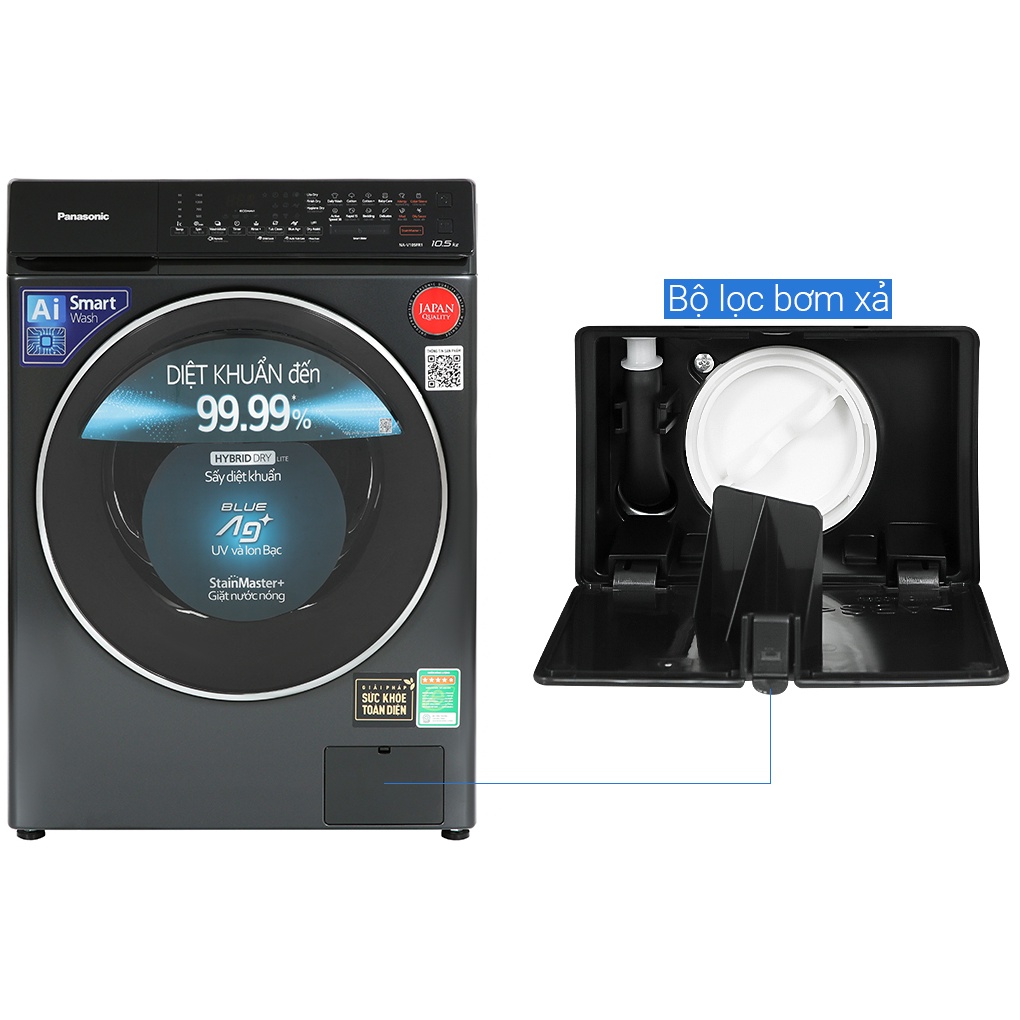 Máy giặt Panasonic Inverter 10.5 kg NA-V105FR1BV, Hàng chính hãng