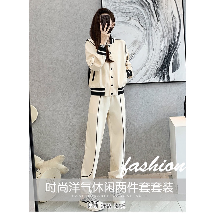 Bộ Đồ Thể Thao Áo Khoác Cardigan Phối Quần Dài Kiểu Retro Hồng Kông Thời Trang Mùa Xuân 2022 Mới