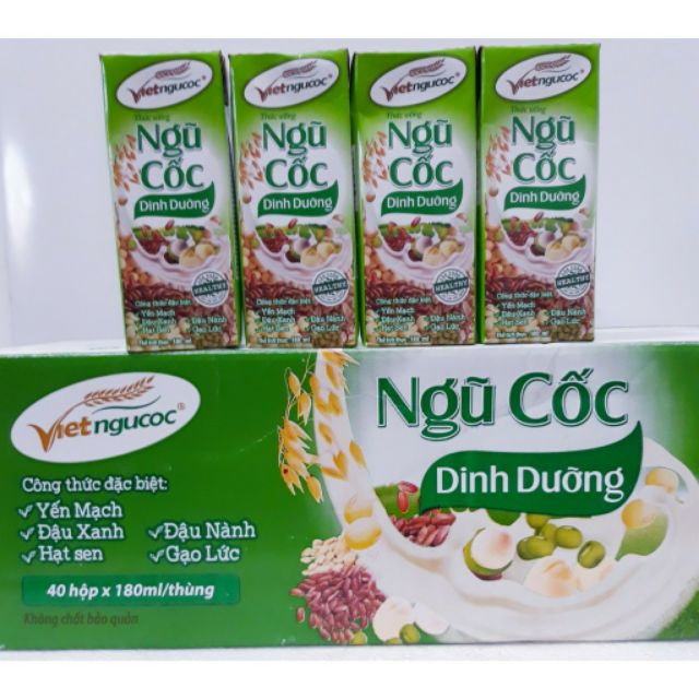 2 lốc 8 hộp sữa Ngũ cốc dinh dưỡng Vietngucoc 180ml tặng kèm 1 hộp sữa gạo lứt thể tích 250ml