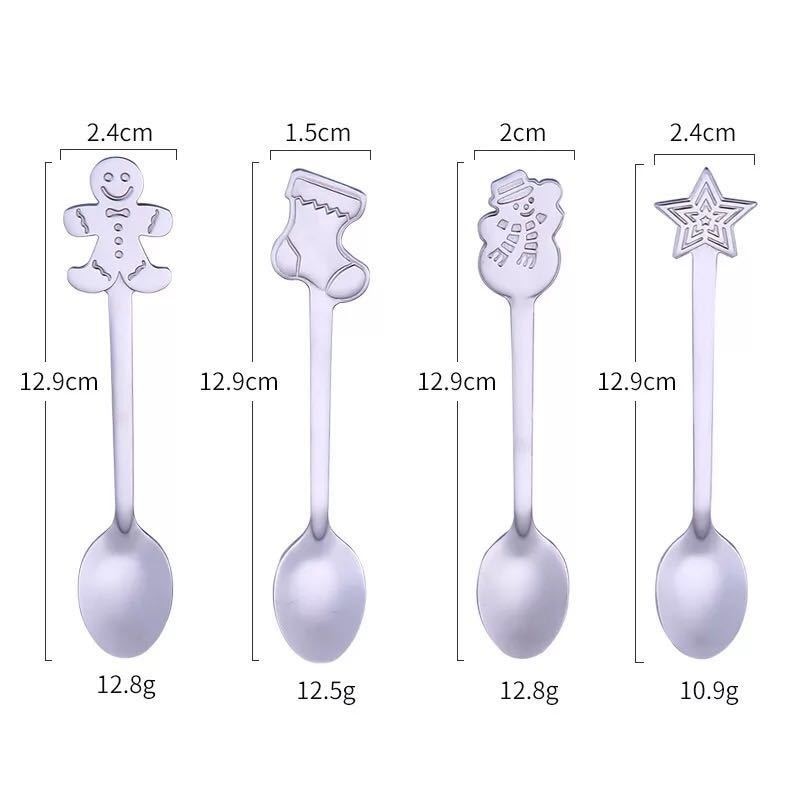 Bộ 4 Muỗng Cà Phê Bằng Thép Không Gỉ Hình Cây Thông Giáng Sinh