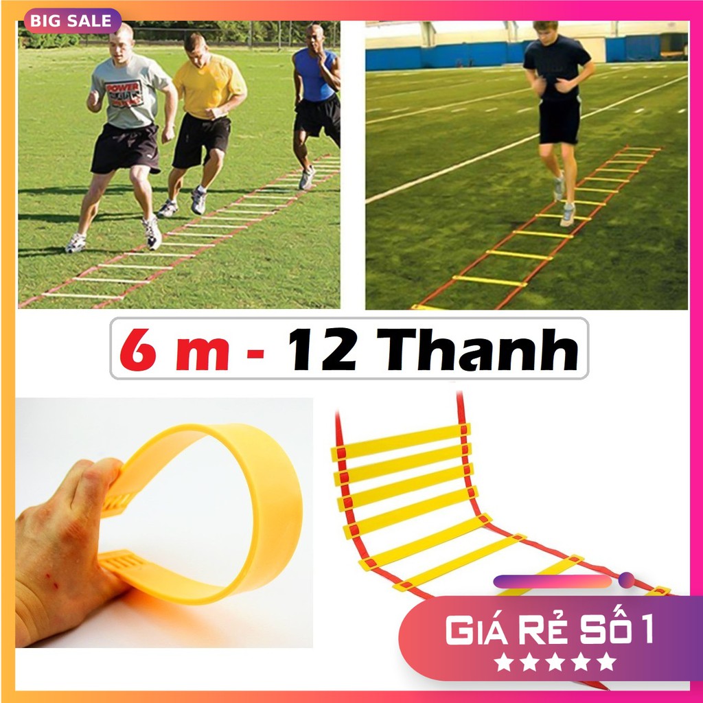 Thang dây thể thao luyện thể lực bóng đá 6m RED Yellow, dây tập thể lực cao cấp