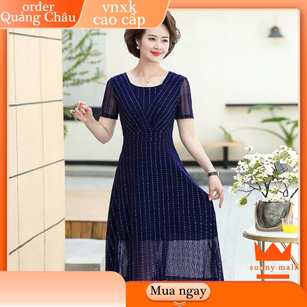 [CÓ SẴN][ẢNH THẬT] Đầm trung niên form dài kim sa thủ công sang trọng trung niên dự tiệc cao cấp bigsize giá rẻ đẹp