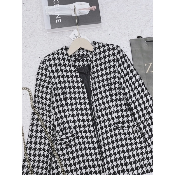 BÁN SỈ ÁO VEST KẺ ZICAC ĐEN TRẮNG CHO NỮ