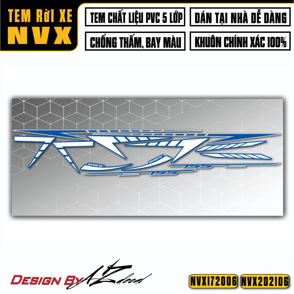 Tem Chỉ Xe NVX 125 - 155 Mới Nhất | NVX06 | Decal Dán Xe NVX 2017 - 2021 Chất Liệu Chống Nước, Dễ Sử Dụng