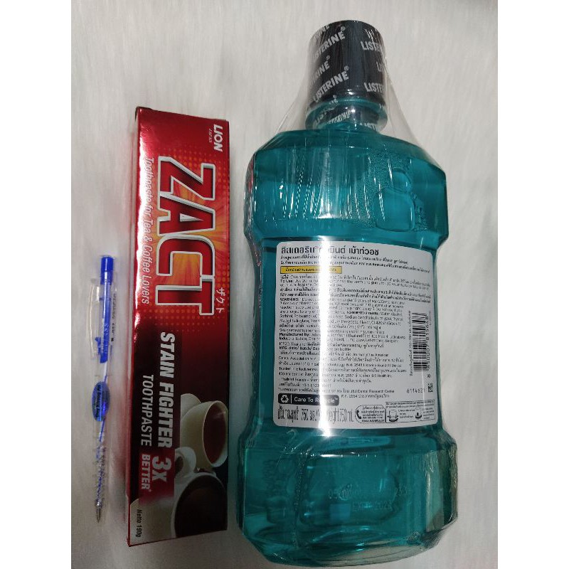 2 chai súc miệng Listerine (750+250)ml và KĐR Zact nhập khẩu Thái Lan