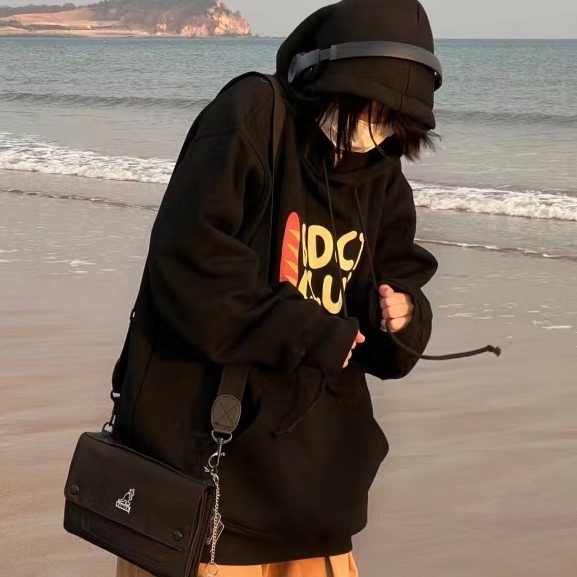 ZHELIHANGFEI Áo Hoodie Tay Dài In Chữ Theo Phong Cách Preppy