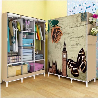 Tủ vải đựng quần áo 3d, gồm 3 buồng, 8 ngăn