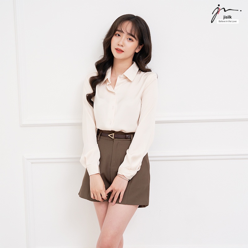 Sơ mi trắng nữ jisilk tay dài công sở lụa trắng đen be đỏ tím Gerwon L.SM2-01