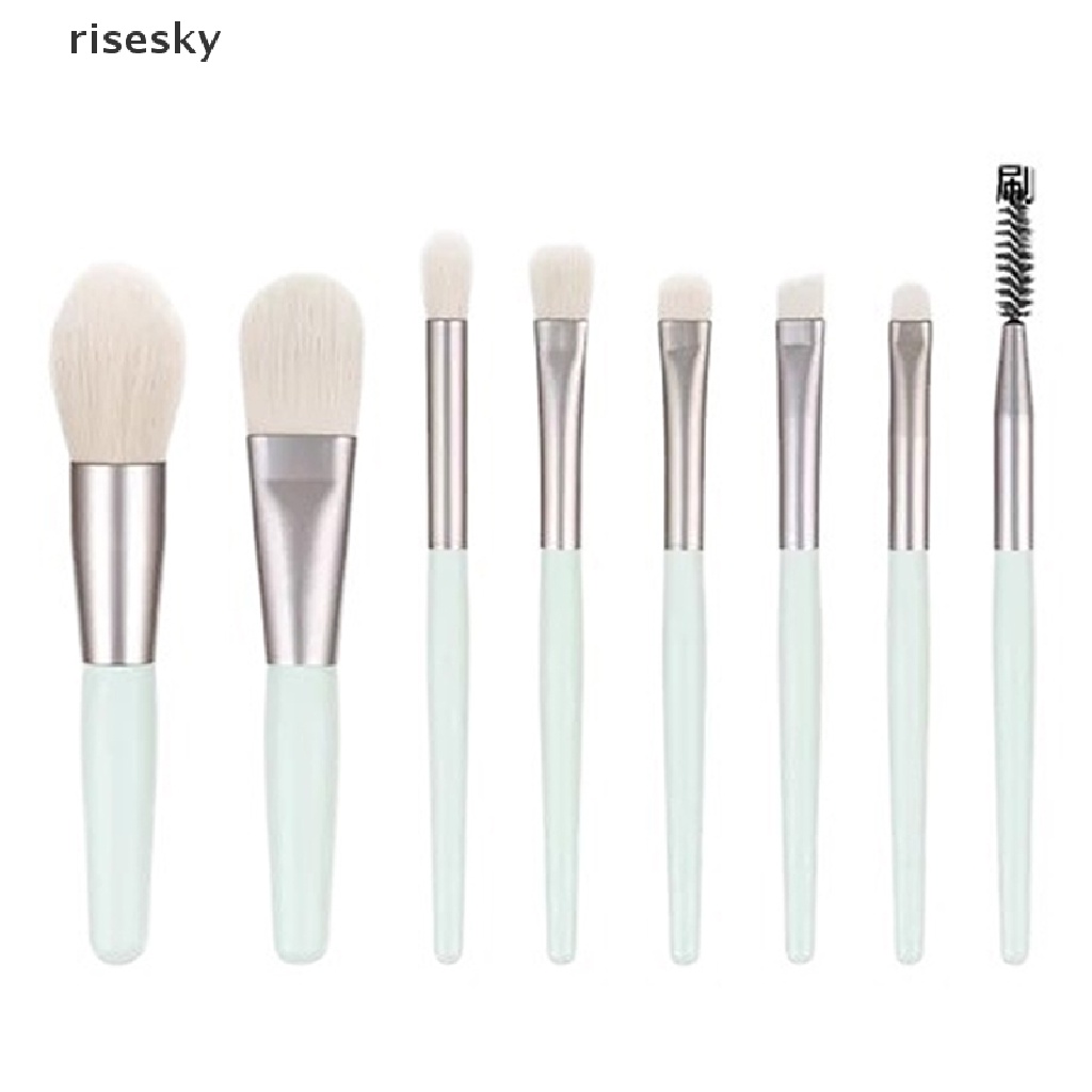 Set 8 Cọ Trang Điểm Mini Tay Cầm Bằng Gỗ Mềm Mại Tiện Dụng Cho Người Mới Bắt Đầu ♨Trên đó