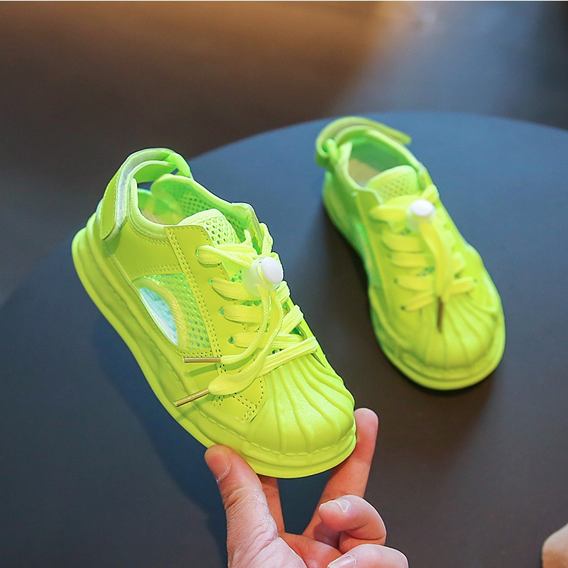 Giày Thể Thao Lưới Thoáng Khí Đế Mềm Chống Trượt Có Dây Rút Cho Bé Gái 2-16 Tuổi