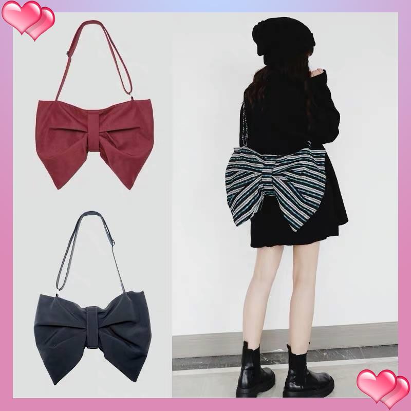 Túi Đeo Chéo Canvas Đính Nơ Phong Cách Hàn Quốc Mới