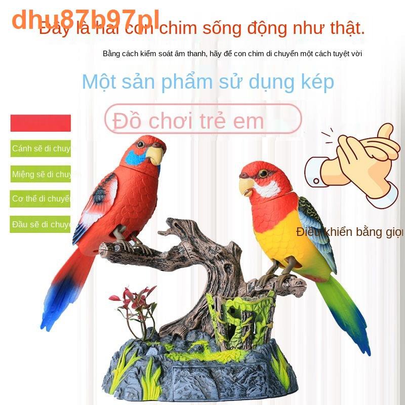 điện tử chim mô phỏng chim cảm ứng điều khiển bằng giọng nói điện sẽ di chuyển và gọi vẹt biết nói chim kêu lồng chim đồ