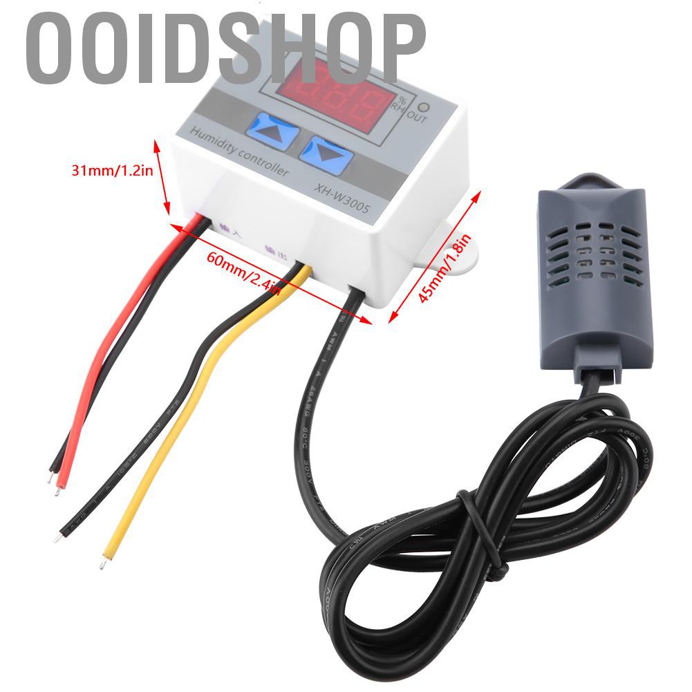 Ooidshop XH-W3005 Digital Hygrometer Switch Controller Humidity Sensor 0~99%RH 12V/24V/220V