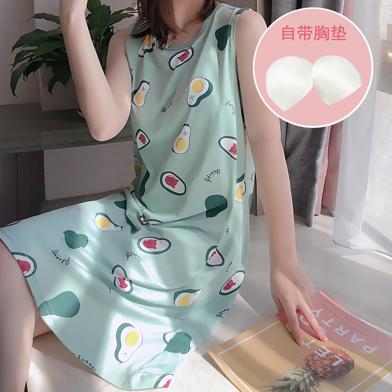 Váy Ngủ Nữ Siêu Xinh Xắn - Đồ Ngủ Mặc Nhà Có Miếng Đệm Mềm Mịn Siêu Mát | BigBuy360 - bigbuy360.vn