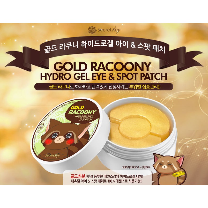 Mặt nạ dưỡng mắt giảm quầng thâm, chống lão hóa Secret Key Gold Racoony Hydrogel Eye & Spot Patch (90 miếng) | BigBuy360 - bigbuy360.vn