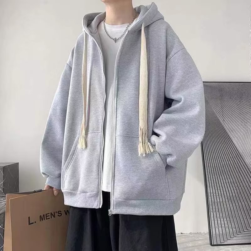 Áo Khoác Cardigan Có Mũ Trùm Màu Sắc Đơn Giản Phong Cách Harajuku Nhật Bản