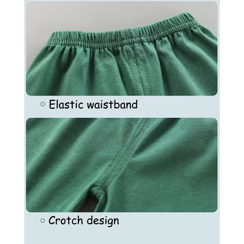 Bộ đồ thun cotton SANITKUN gồm áo tay ngắn và quần dài in hình hoạt hình phong cách Hàn Quốc cho bé