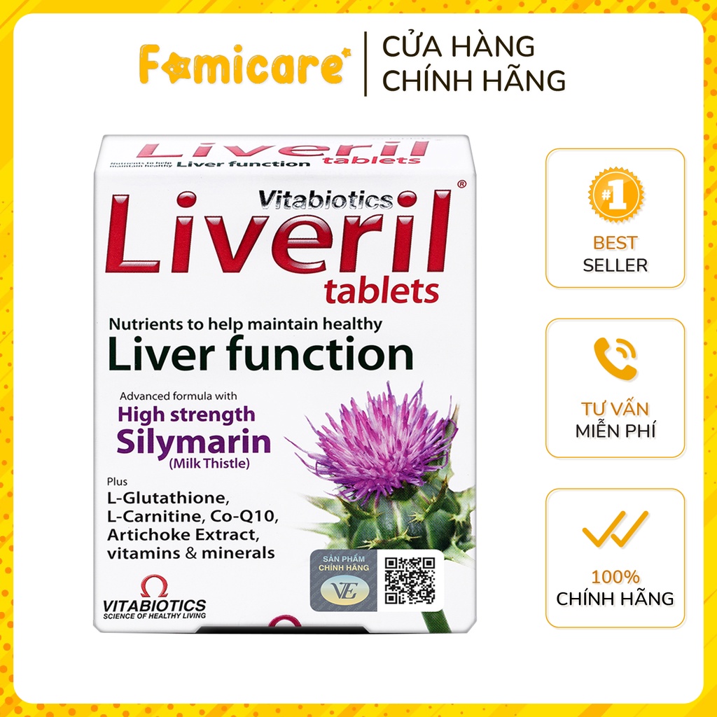 Giải độc Gan Liveril Vitabiotics Hỗ Trợ Tăng Cường Chức Năng Gan Hộp 30 Vien Gia Ban 415 000 Giảm Can Mỹ