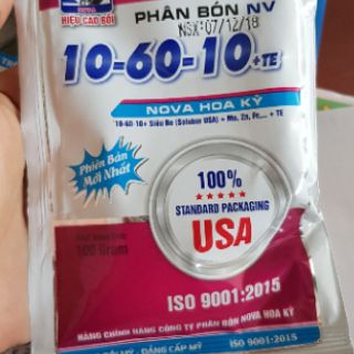 Phân bón lá nova hoa kỳ 10-60-10 100gr