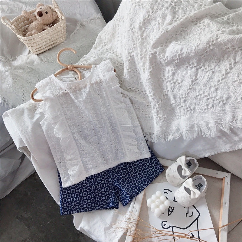 Hàng Mới Về Bộ Áo Thun + Quần Short Thêu Họa Tiết Phong Cách Hàn Quốc Thời Trang Mùa Hè Cho Bé Gái 5