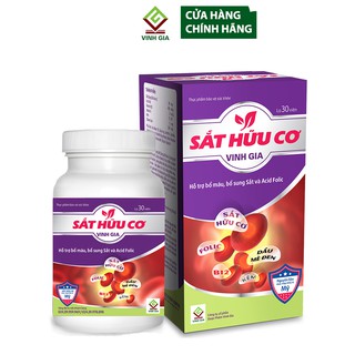 Sắt hữu cơ vinh gia - bổ sung sắt, acid folic - hộp 30 viên