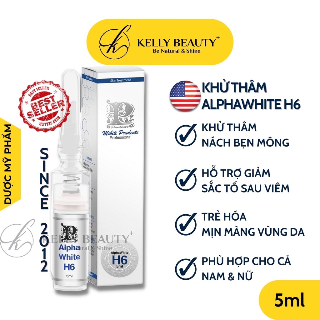 Kem Dưỡng Alphawhite H6 MIBITI PRUDENTE USA - Khử Thâm Nách Bẹn Mông, Làm Sáng Và Đều Màu Các Vùng Da | Kelly Beauty