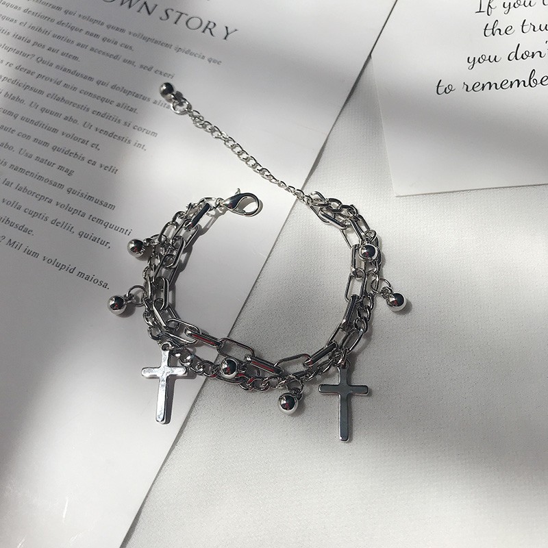 Vòng Tay Thép Titan Mặt Thánh Giá B683 Phong Cách Độc Đáo