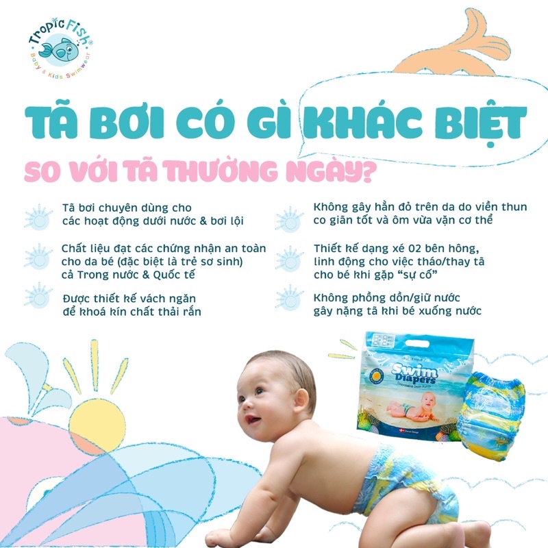 Tã bỉm bơi cao cấp tropicfish an toàn cho bé từ 6-17kg
