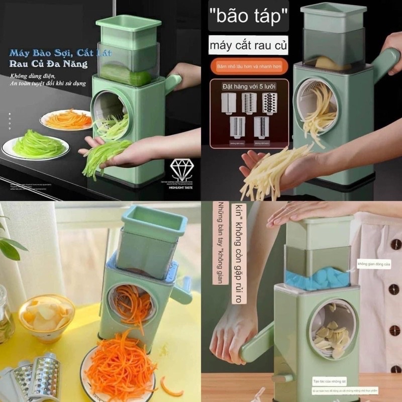 ✨Giá TốT Nhất✨ Máy Thái Lát Rau Củ Tiện Lợi_Thái Lát Bào Cắt Củ Quả Đa Năng 4 in 1