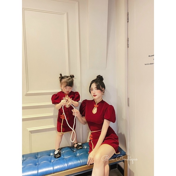 𝐂𝐎́ 𝐒𝐀̆̃𝐍. Set Bộ Váy Rời Kiểu Dáng Sường Xám Đón Tết