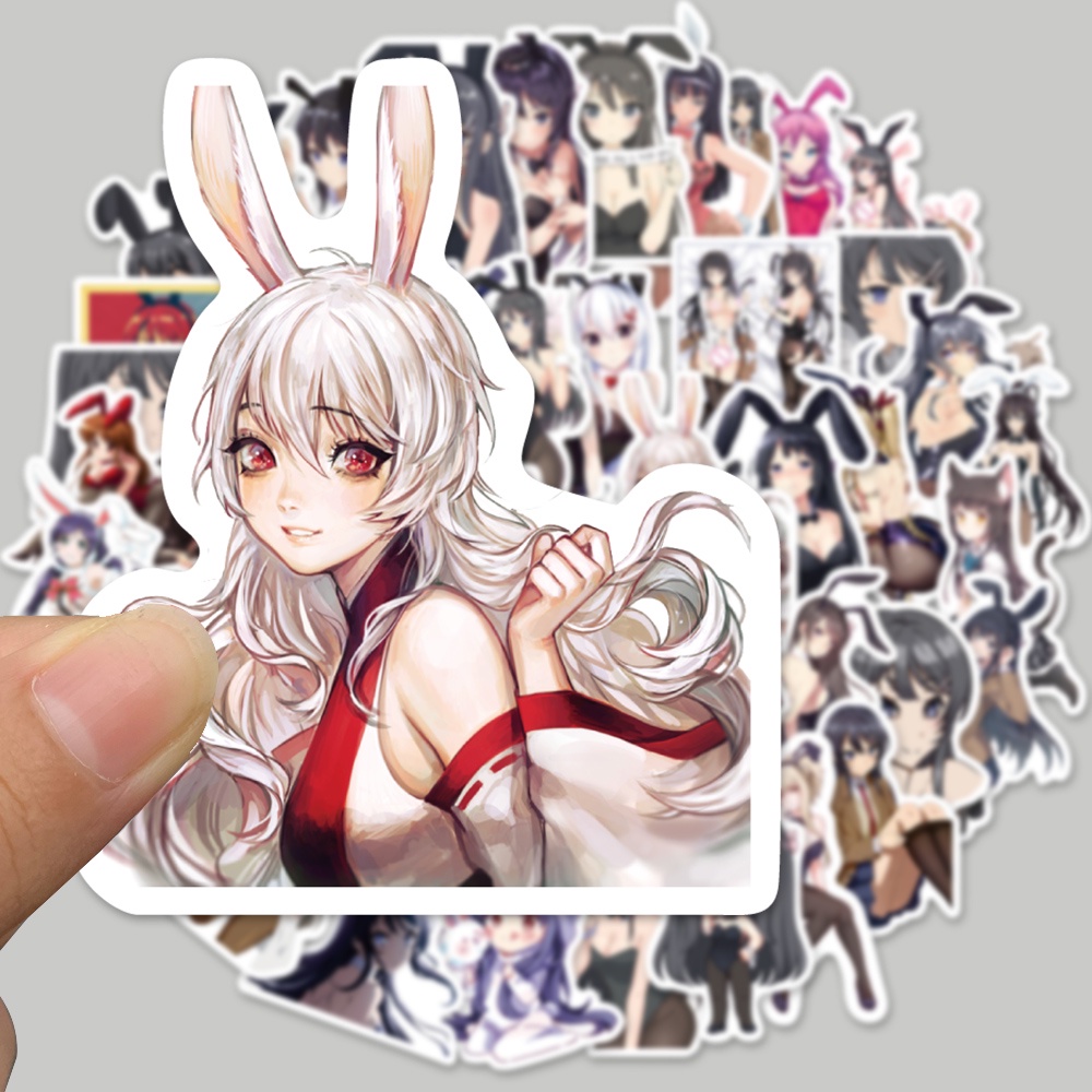 50 Miếng sticker PVC chống nước hình cô gái hoạt hình gợi cảm cho laptop/xe đạp / điện thoại