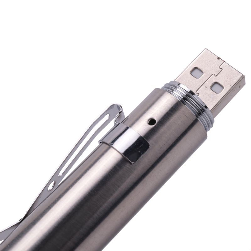 Đèn pin Laser LED có thể sạc lại USB Chất lượng cao Thiết kế đèn pin LED Mini mạnh mẽ Đèn Flash treo với kẹp kim loại