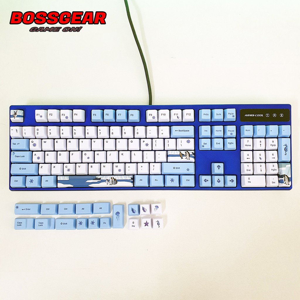 Bộ Keycaps Antarctic Penguins PBT 122 phím OEM profile chim cánh cụt nam cực ( Lắp được cho layout 65,66,68,... )