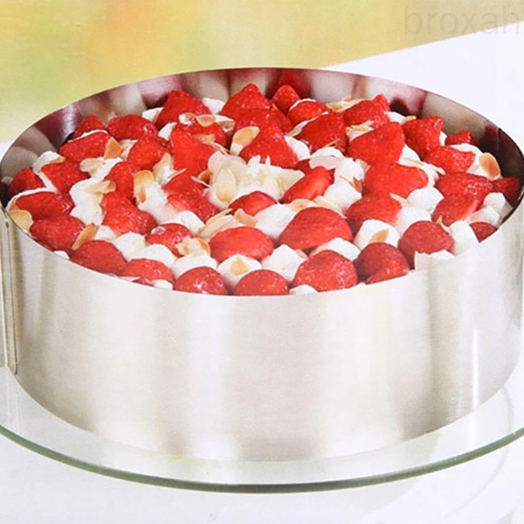 Khuôn Làm Bánh Mousse Hình Tròn Bằng Thép Không Gỉ 6-12 Inch Có Thể Điều Chỉnh