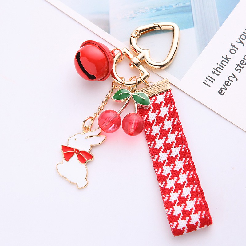 Móc khóa hình quả cherry dễ thương bằng hợp kim