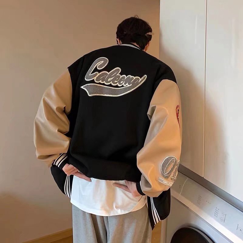 Áo Khoác Bóng Chày Dáng Rộng Dài Tay Hàng Nút Đơn Trẻ Trung Nam Tính