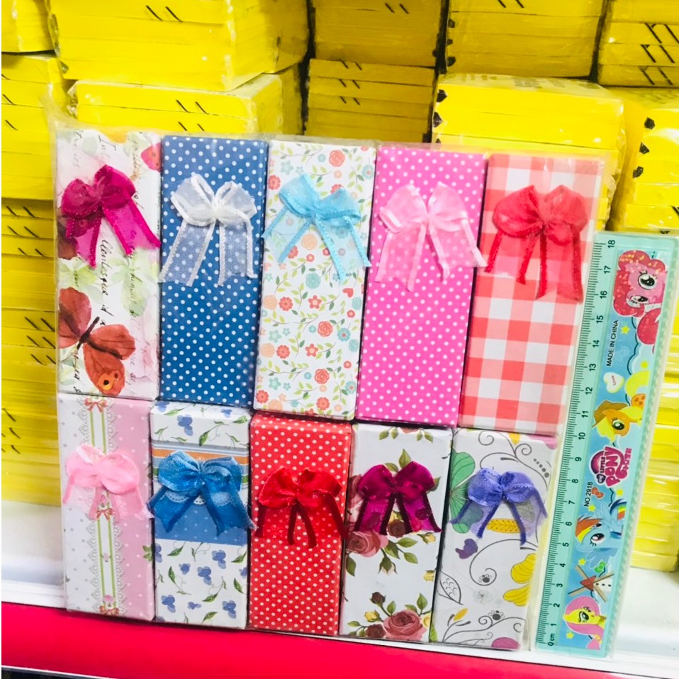 Hộp quà chữ nhật  phối nơ dùng làm hộp đựng son - phụ kiện Halu