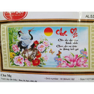 Tranh Thêu Chữ Thập CÔNG ƠN CHA MẸ 53480 CHƯA THÊU.