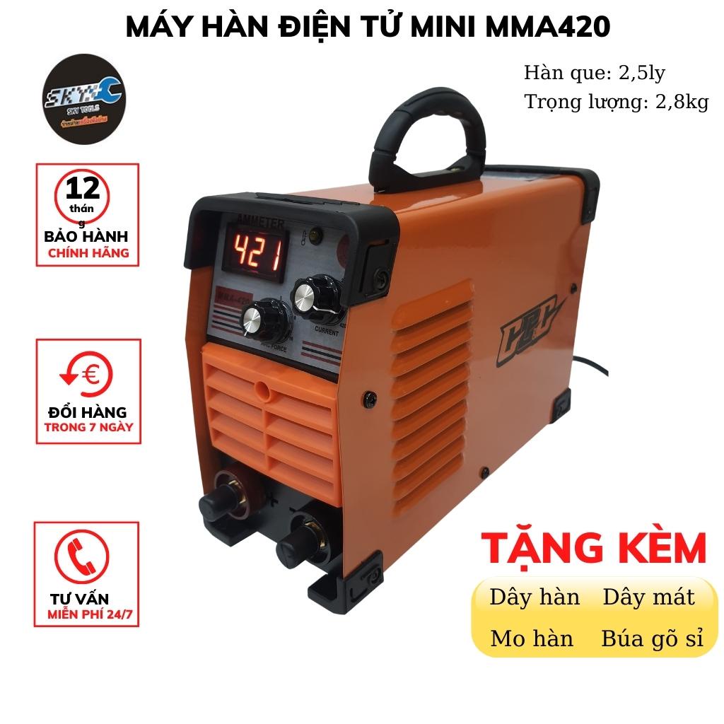 Máy hàn điện tử mini MMA420, hàn que 1.6-2.5ly, máy hàn que gia đình giá rẻ | Tặng dây mát +  dây hàn + mo hàn + que hàn