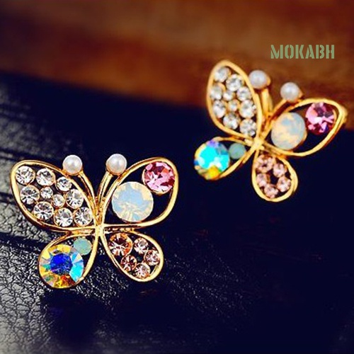 Bông Tai Hình Bướm Rỗng Đính Đá Dễ Thương Thời Trang Cho Nữ