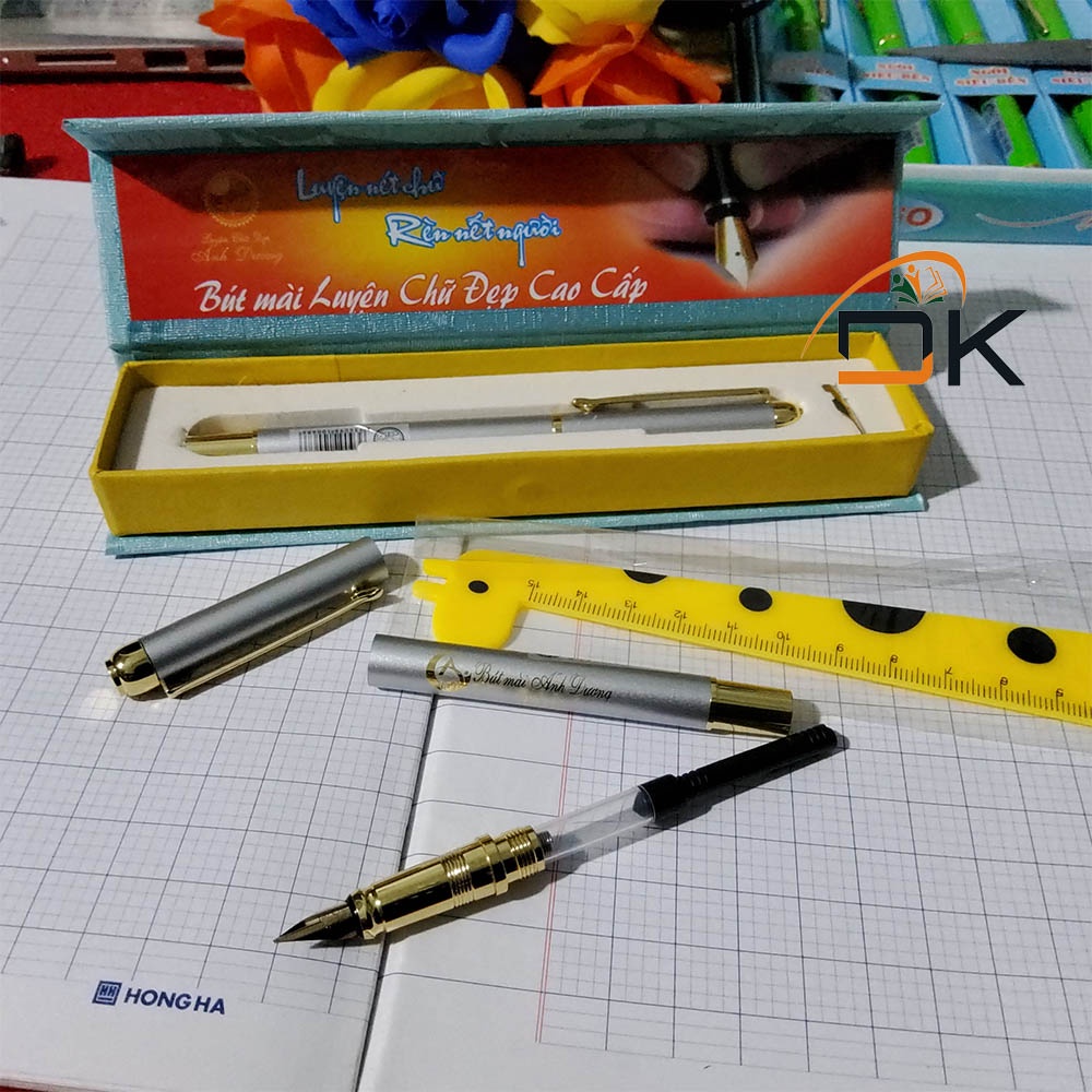 Bút máy/Bút mài Ánh Dương AD067 - DKVPP.Store ngòi mài vàng 24, Bút máy viết chữ đẹp nét thanh đậm