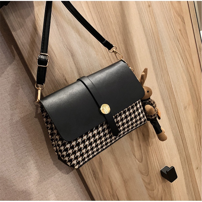 Túi đeo chéo nữ họa tiết caro hai ngăn thời trang BAG U CARO2N